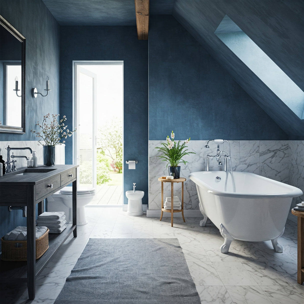 Blue Limewash Bathroom