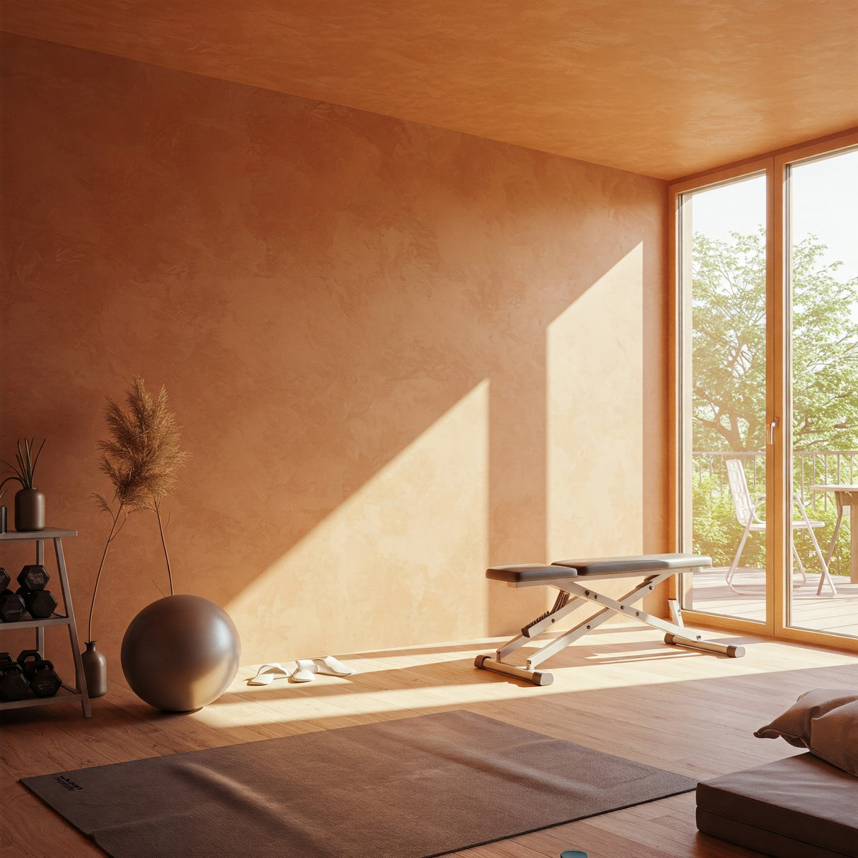 Limewash Fitness Room Rame Orange